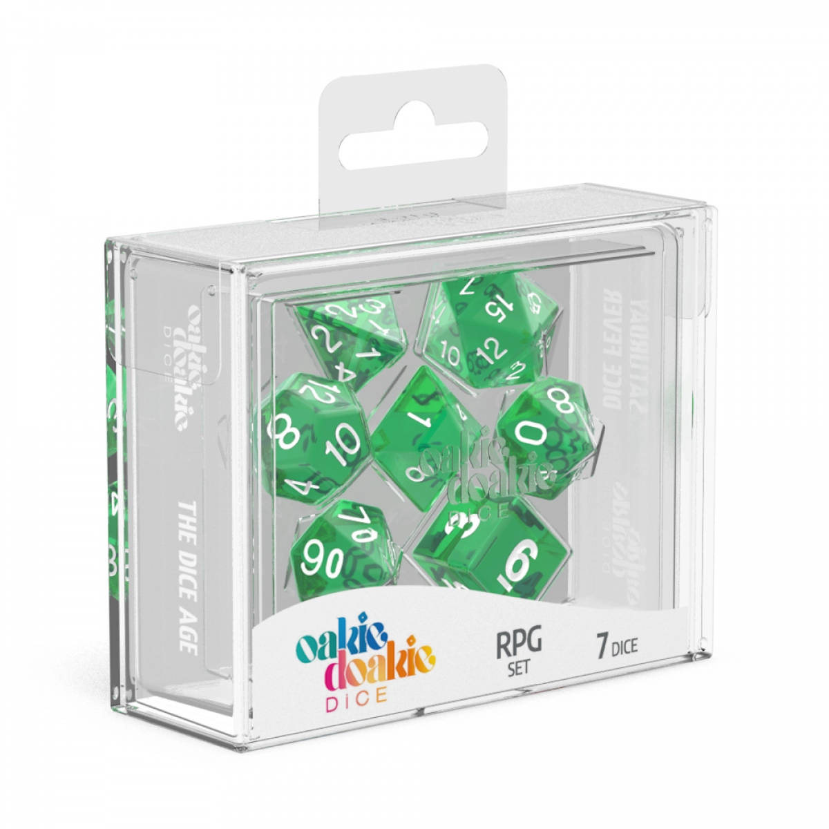 OAKIE DOAKIE DICE RPG SET TRANSLUCENT - GREEN (7)