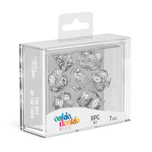 OAKIE DOAKIE DICE RPG SET TRANSLUCENT CLEAR (7)