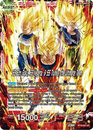 Son Goku & Vegeta & Trunks // SS Son Goku, SS Vegeta, & SS Trunks, the Ultimate Team (BT19-001)