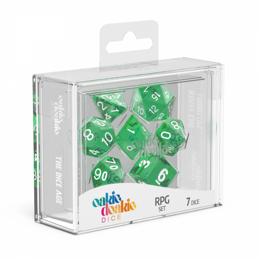 OAKIE DOAKIE DICE RPG SET TRANSLUCENT - GREEN (7)